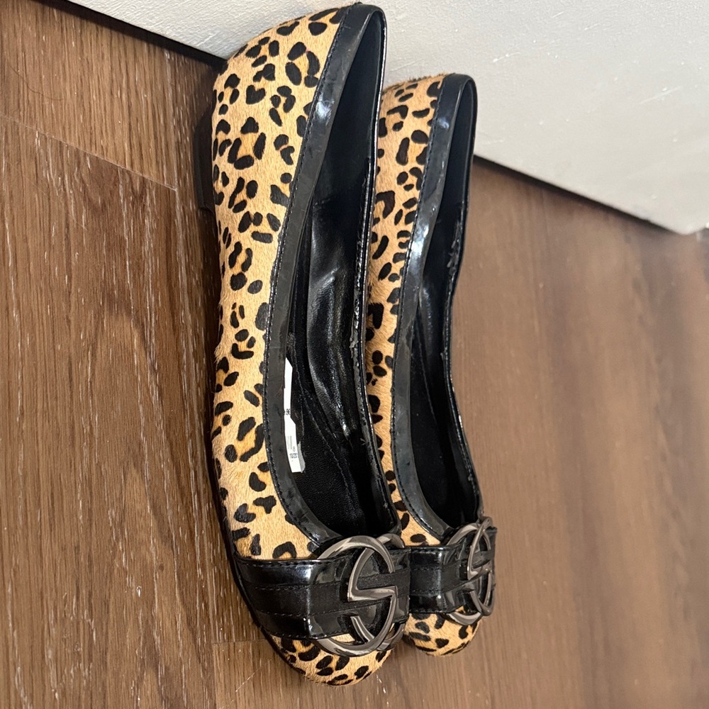 Franco Sarto Leopard Print Flats with Black Trim